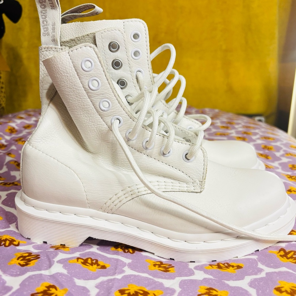 Dr. Martens White Pascal Mono Leather Sneakers